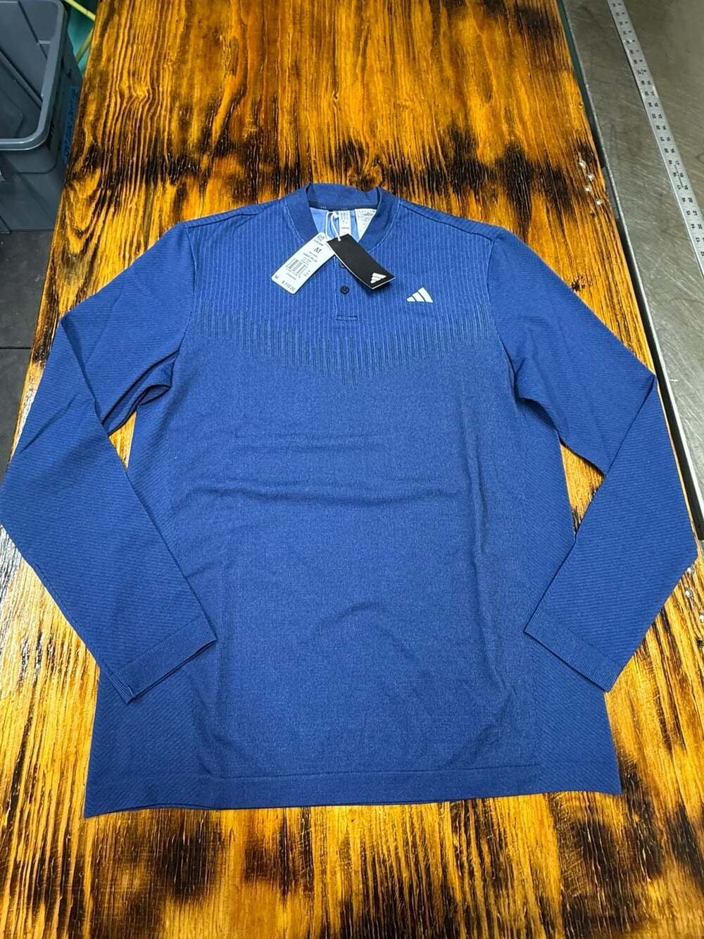 Adidas Ultimate365 Tour Primeknit Long Sleeve Polo Size M Blue